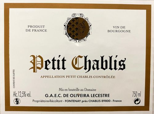 2022 Petit Chablis - Domaine De Oliveira Lecestre